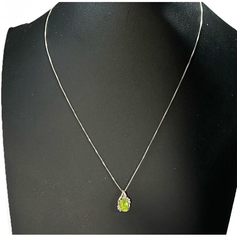 Regina Lane Jewelry 10kt Gold & Sterling Silver Peridot & Diamonds 18” Necklace